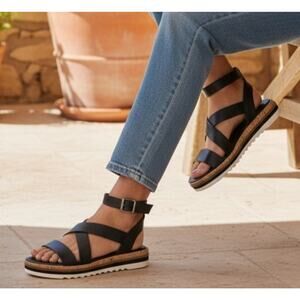 ANTONIO MELANI Martella New Leather Black Gladiator Strappy Sandals Size 10